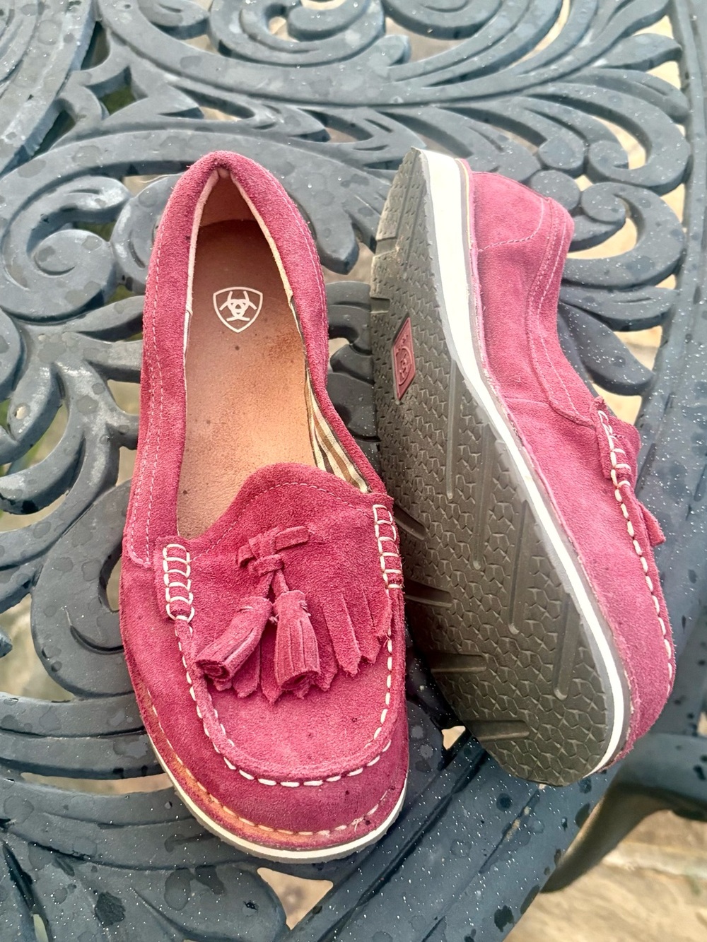 Ariat Women's Burgundy Tassel Suede Loafers